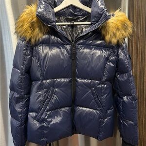 Woman Aqua Jacket Fill duck down 60% Feather 40% Faux Fur